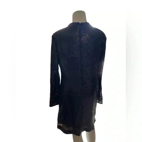 Calvin Klein Jet Black Polyester Sequin Mini Dress sz 14 - Picture 3 of 11